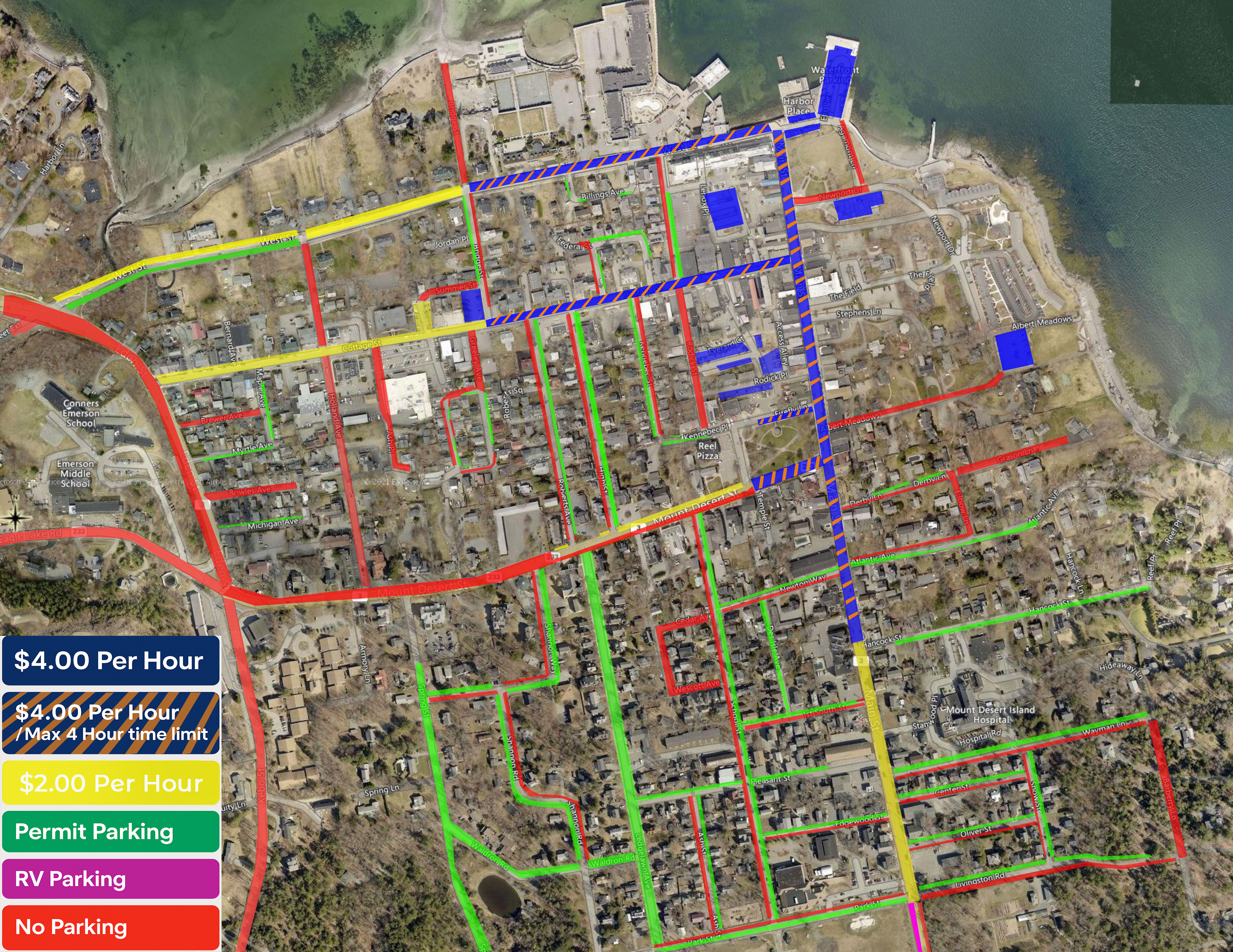 Bar Harbor Parking Map Overview